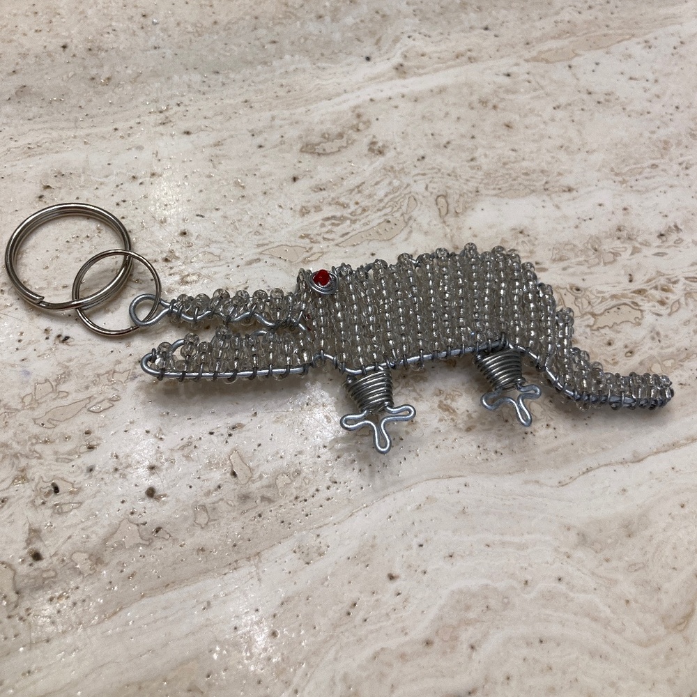 Handmade Clear Bead Sparkling Alligat Keychain / Bag Charm / Zipper Pull Animals